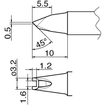 带凹槽的烙铁头HAKKO白光T12-1610（10 件）